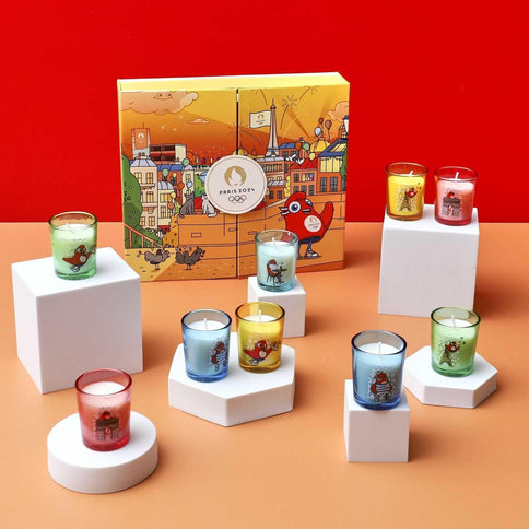 PARIS 2024 - Lot de 9 Bougies Parfumées Mascotte en Coffret