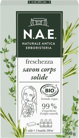 N.A.E. - Savon Solide Douche Corps Rafraîchissant BIO x 6 unités