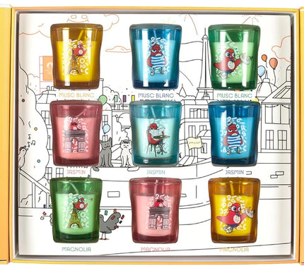 PARIS 2024 - Lot de 9 Bougies Parfumées Mascotte en Coffret