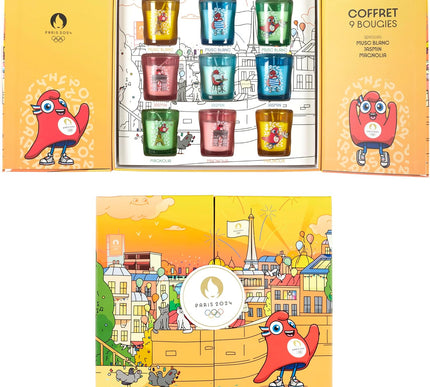 PARIS 2024 - Lot de 9 Bougies Parfumées Mascotte en Coffret