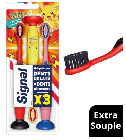 Signal Pokémon - Brosse à dent Enfants 7+ ans - Lot x3