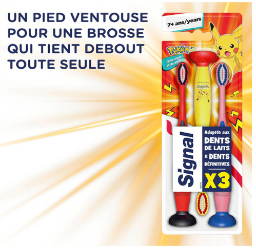 Signal Pokémon - Brosse à dent Enfants 7+ ans - Lot x3